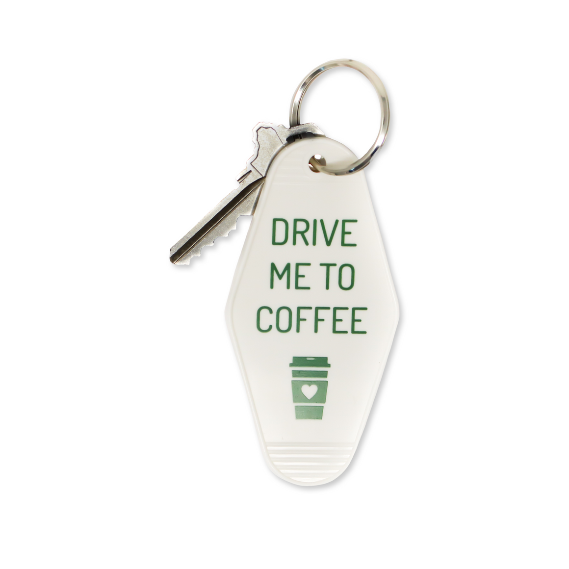 drive me to coffee | key tag (white)