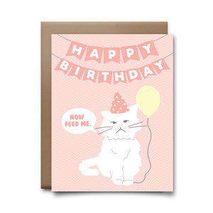 hbd feed me cat | greeting card