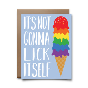 lick itself  | greeting card