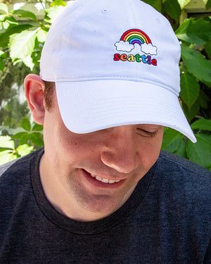 seattle rainbow | white | dad hat